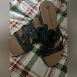 Montego Bay Club Black and Tan Slide Sandals